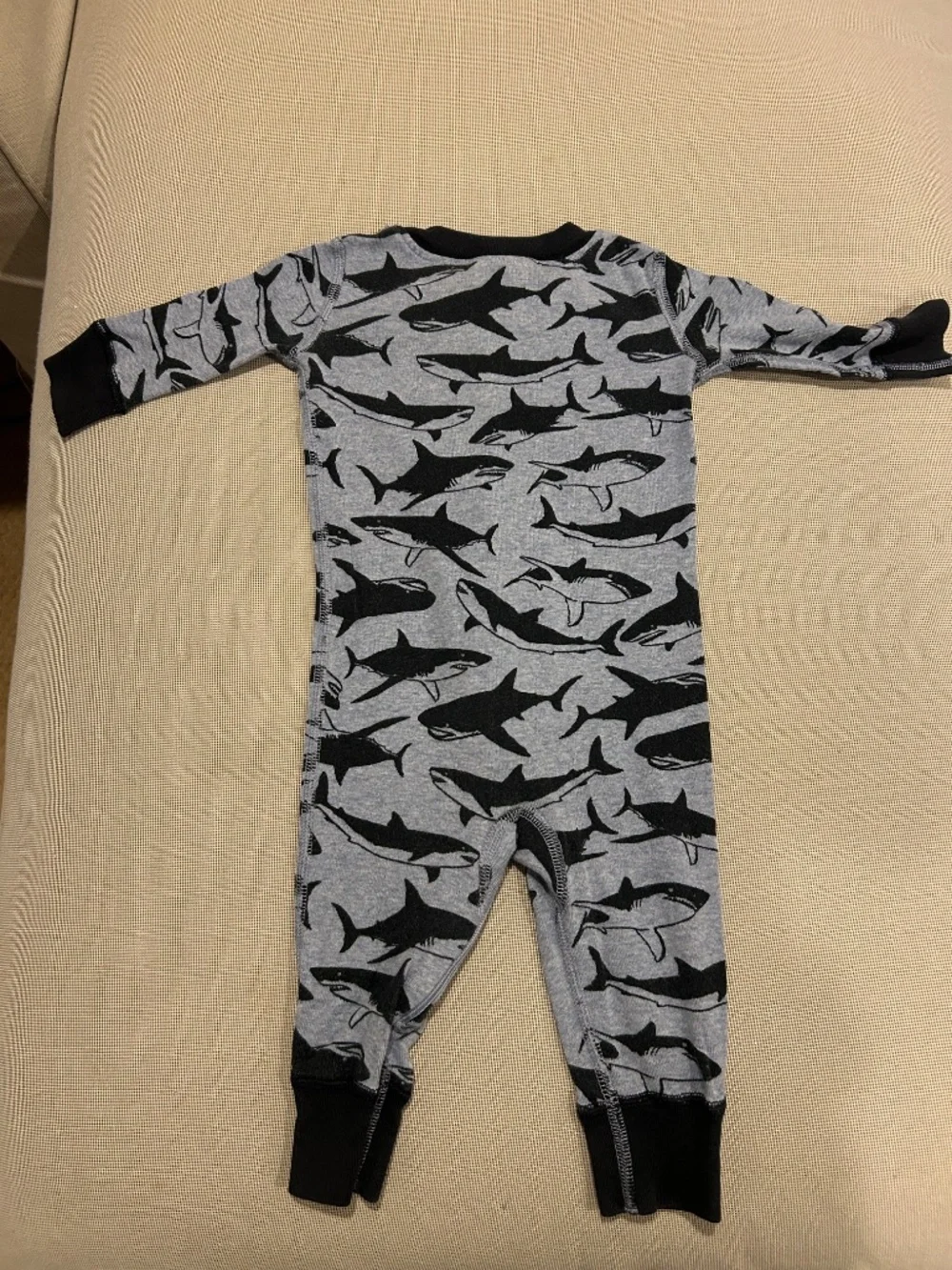 Hanna Andersson Navy Blue Shark Sleeper 6 to 9 Months - Picture 11 of 11